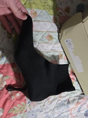 Black Knit Sock Bootie Heel